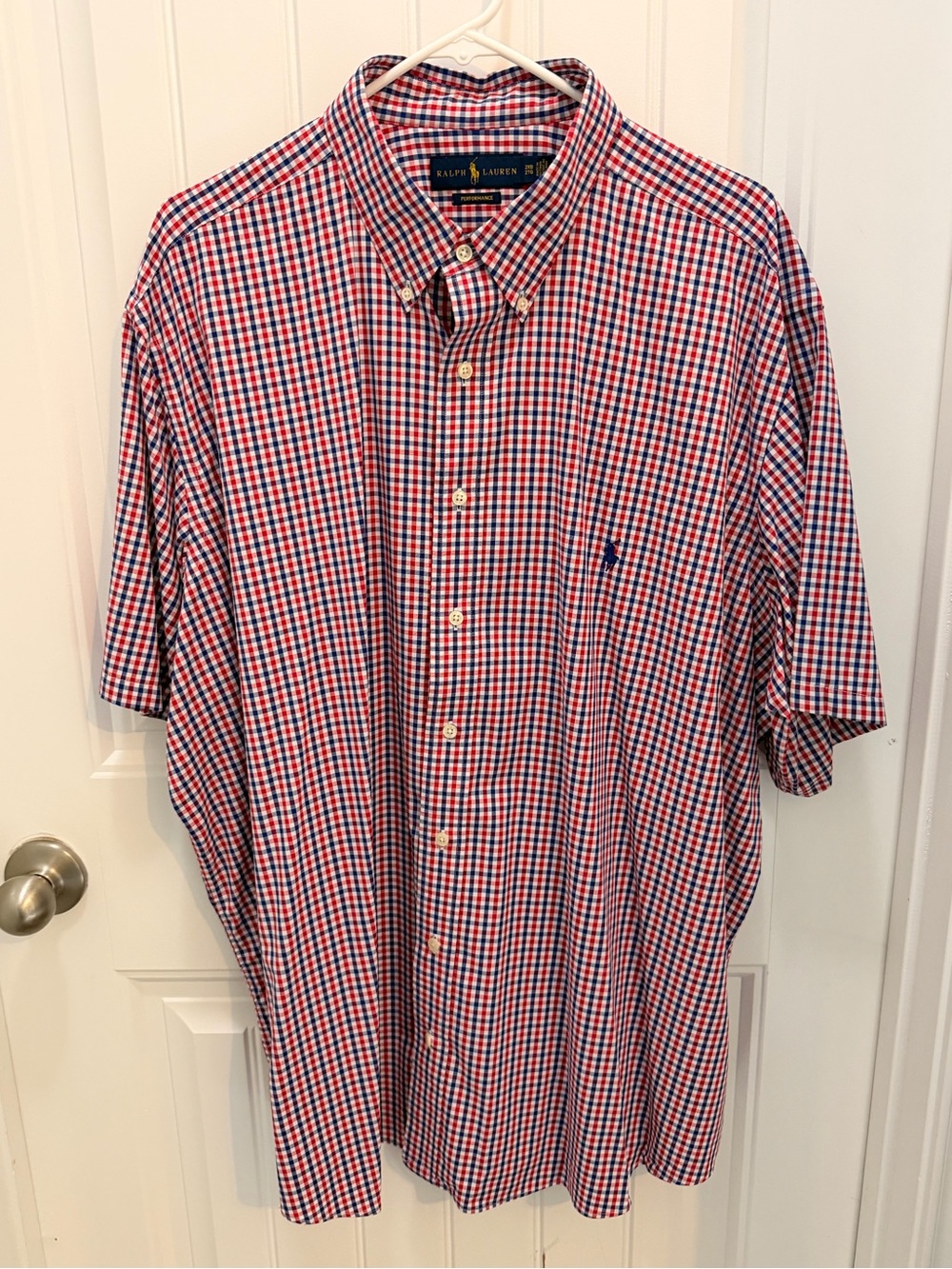 Ralph Lauren Red & Blue Gingham Short-Sleeve Button-Down Shirt